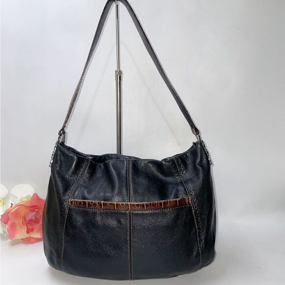 Brighton Two Tone Croc Embossed Leather Shoulder Bag Medium - Picture 2 of 12